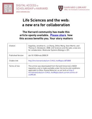Life Sciences and the Web: a New Era for Collaboration
