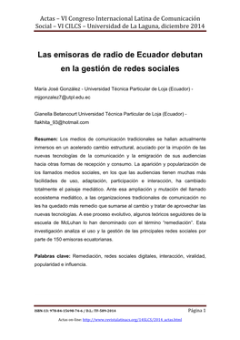 Las Emisoras De Radio De Ecuador Debutan En La Gestión De Redes Sociales