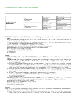 EUROPEAN PEDIGREE for RECREATION (GB) - Three Dams