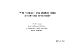 Wild Relatives of Crop Plants in India: Identification and Diversity