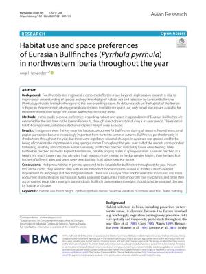 Habitat Use and Space Preferences of Eurasian Bullfinches (Pyrrhula Pyrrhula) in Northwestern Iberia Throughout the Year