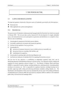 3. the Power Sector 3.1 Laws and Regulations