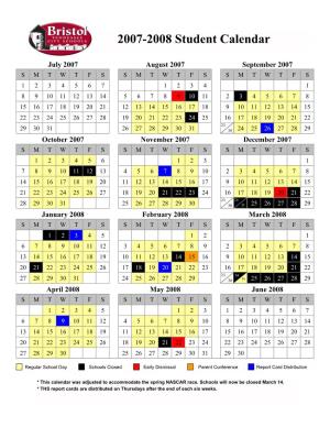 Approved Student Calendar