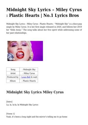 Midnight Sky Lyrics &#8211; Miley Cyrus
