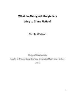 What Do Aboriginal Storytellers Bring to Crime Fiction?