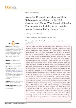 Analyzing Economic Variables and Their Relationship to Inflation in The