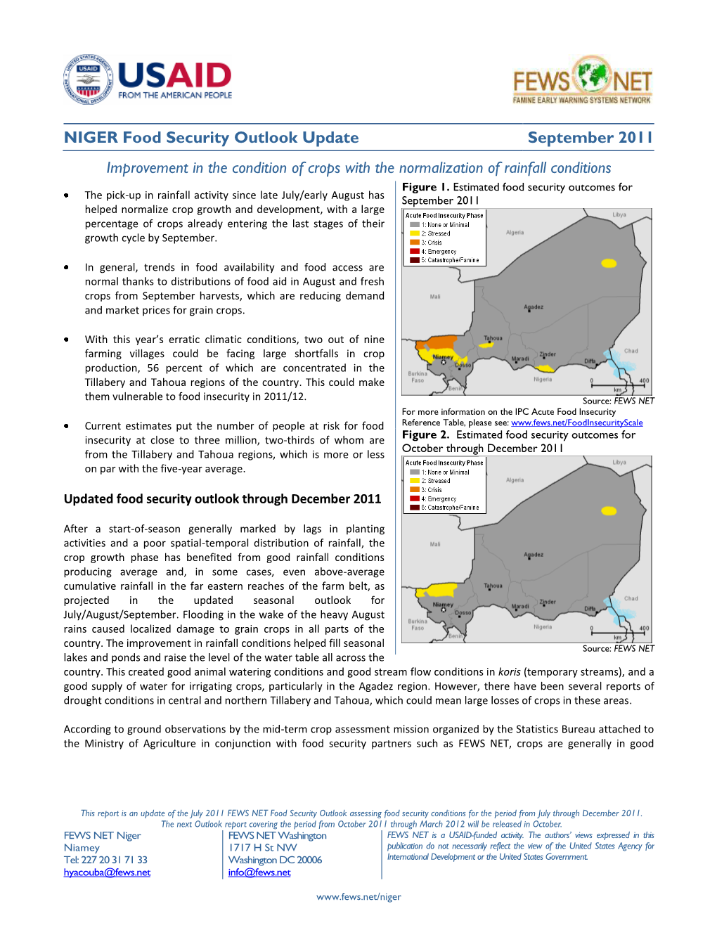 NIGER Food Security Outlook Update September 2011