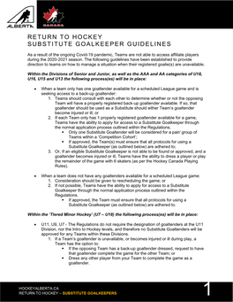 Hockey Substitute Goalkeeper Guidelines
