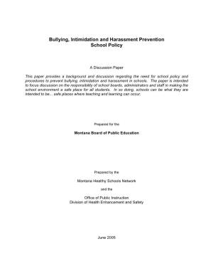 Bullying,Intimidation and Harassment Prevention School Policy