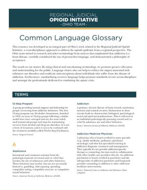Common Language Glossary