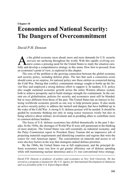Economics and National Security: the Dangers of Overcommitment