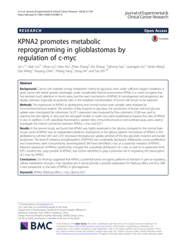 KPNA2 Promotes Metabolic Reprogramming in Glioblastomas By
