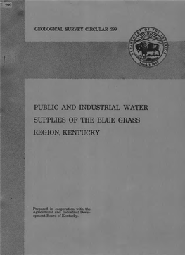 Public and Industrial Water Supplies of the Blue Grass Region, Kentucky