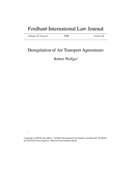 Deregulation of Air Transport Agreements
