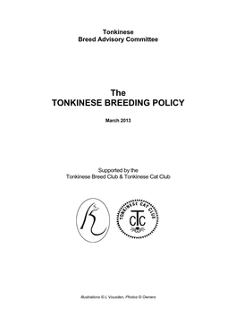 The TONKINESE BREEDING POLICY