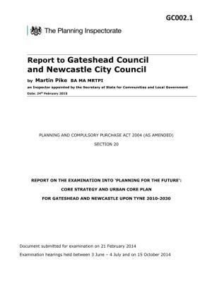 GC002.1 Report to Gateshead Council and Newcastle City Council