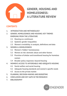 Gender, Housing and Homelessness: a Literature Review
