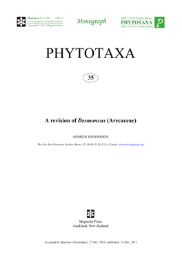 A Revision of Desmoncus (Arecaceae)