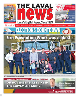 ELECTIONS COUNTDOWN See Pages 4, 8-12 NOVEMBER 5, 2017 Fire Prevention Week Was a Blast