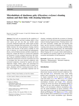Elacatinus Evelynae) Cleaning Stations and Their Links with Cleaning Behaviour
