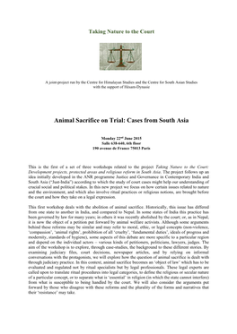 Animal Sacrifice on Trial: Cases from South Asia