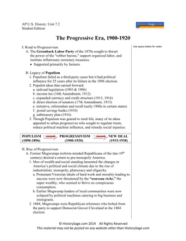 The Progressive Era, 1900-1920