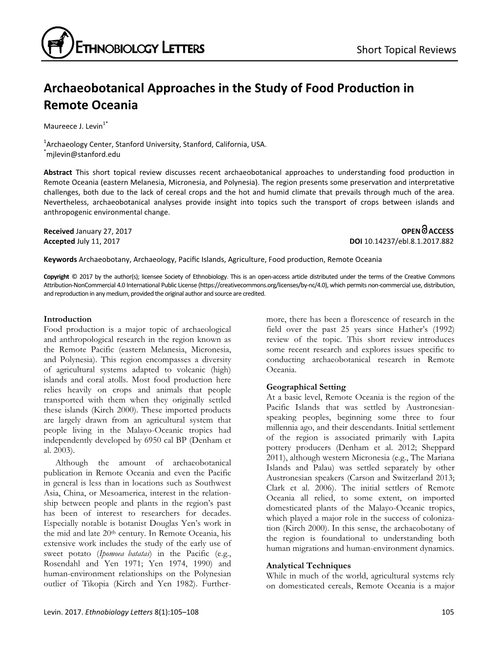 Archaeobotanical Approaches in the Study of Food Production in Remote Oceania