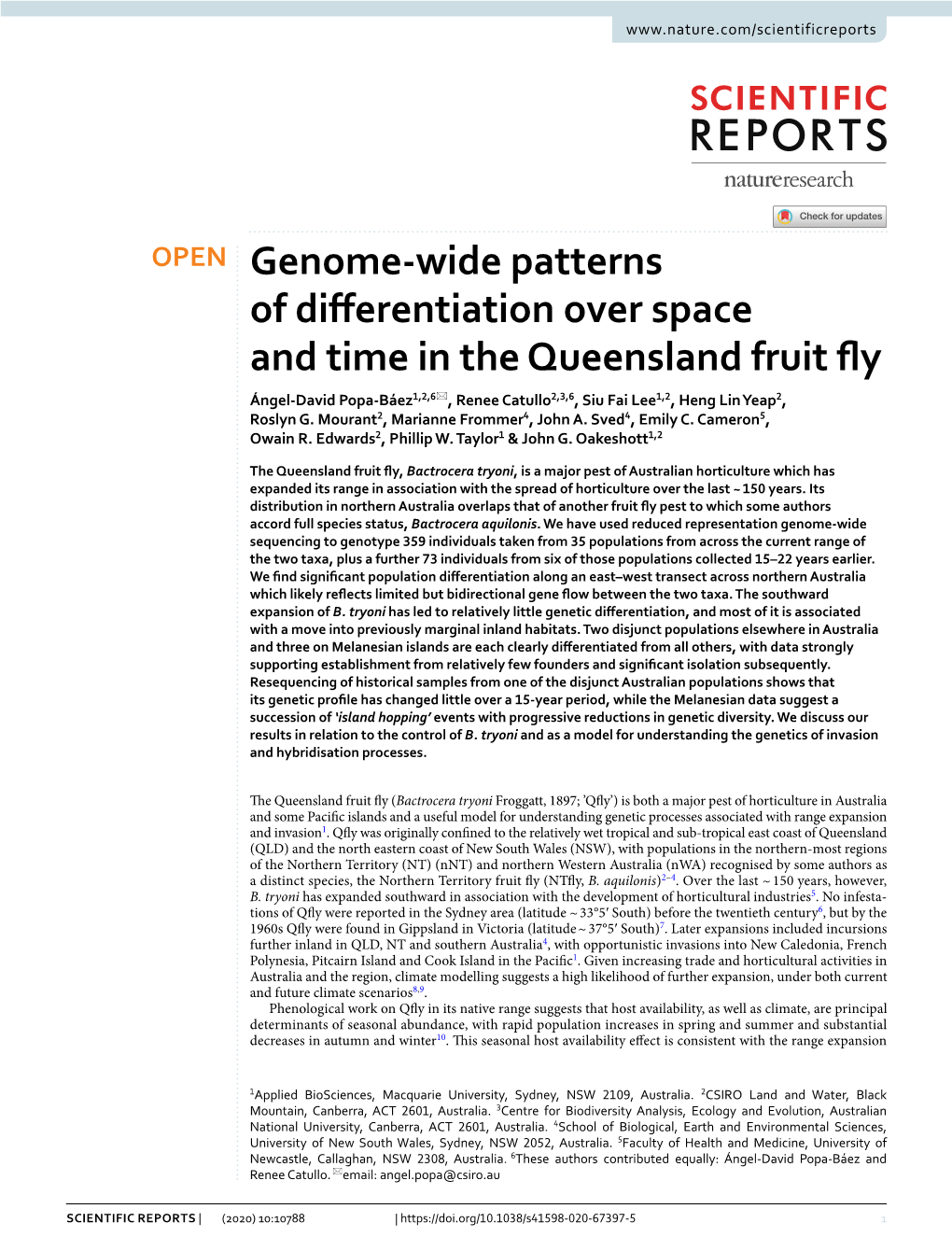 Genome-Wide Patterns of Differentiation Over Space and Time