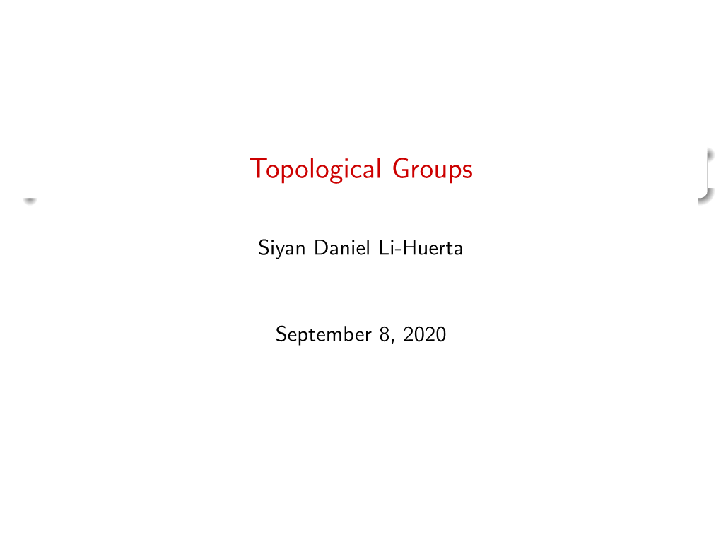 Topological Groups