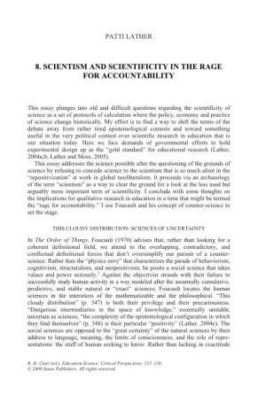 8. Scientism and Scientificity in the Rage for Accountability