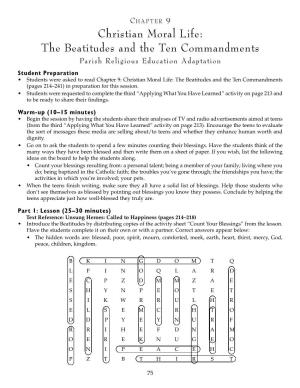 Christian Moral Life: the Beatitudes and the Ten Commandments