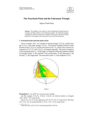 The Feuerbach Point and the Fuhrmann Triangle
