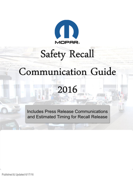 Safety Recall Communication Guide 2016