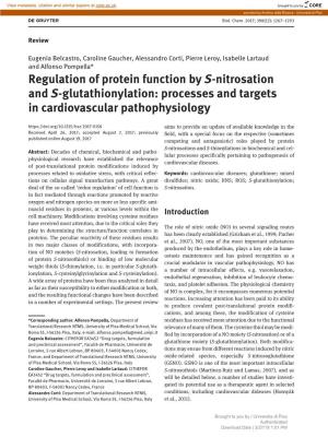 Regulation of Protein Function by S-Nitrosation and S-Glutathionylation: Processes and Targets in Cardiovascular Pathophysiology