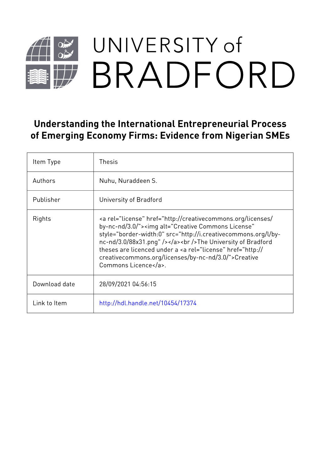 Understanding the International Entrepreneurial Process of Emerging Economy Firms: Evidence from Nigerian Smes