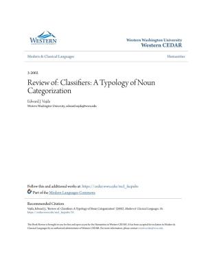 Classifiers: a Typology of Noun Categorization Edward J