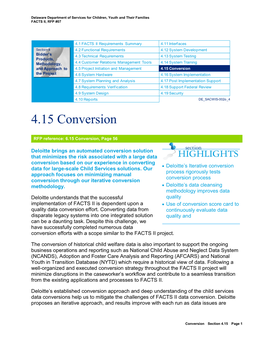 Section 4.15 Page 1 Delaware Department of Services for Children, Youth and Their Families FACTS II, RFP #07 Identified and Addressed