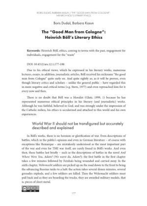The “Good Man from Cologne”: Heinrich Böll's Literary Ethics World