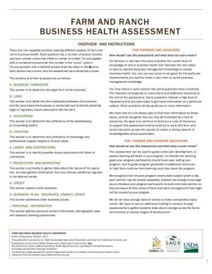 Farm and Ranch Business Health Assessment