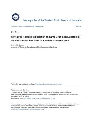 Terrestrial Resource Exploitation on Santa Cruz Island, California: Macrobotanical Data from Four Middle Holocene Sites