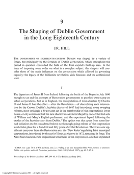 9 the Shaping of Dublin Government in the Long Eighteenth Century