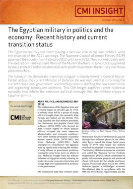 The Egyptian Military in Politics and the Economy: Recent History and Current Transition Status