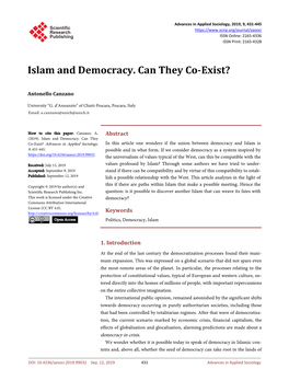 Islam and Democracy. Can They Co-Exist?