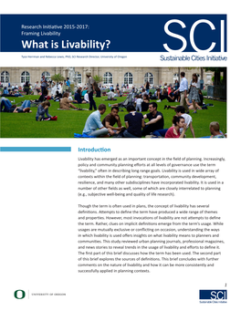What Is Livability? Tyce Herrman and Rebecca Lewis, Phd, SCI Research Director, University of Oregon