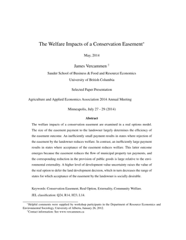 The Welfare Impacts of a Conservation Easement∗