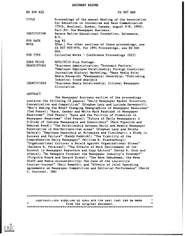 Proceedings of the Annual Meeting of the Association for Education in Journalism and Mass Communication (75Th, Montreal, Quebec, Canada, August 5-8, 1992)