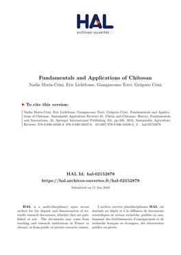 Fundamentals and Applications of Chitosan Nadia Morin-Crini, Eric Lichtfouse, Giangiacomo Torri, Grégorio Crini