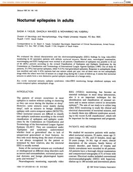 Nocturnal Epilepsies in Adults