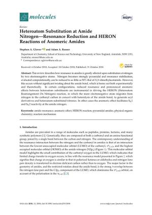 Heteroatom Substitution at Amide Nitrogen—Resonance Reduction and HERON Reactions of Anomeric Amides