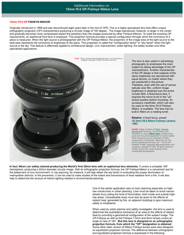 Additional Information on 10Mm F5.6 OP-Fisheye Nikkor Lens